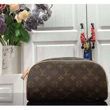 Louis Vuitton LV Unisex Dopp Kit Toilet Pouch Brown Monogram Coated Canvas Clutch
