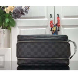 Louis Vuitton LV Unisex Dopp Kit Toilet Pouch Grey Damier Graphite Canvas Clutch