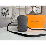 Louis Vuitton LV Unisex Double Phone Pouch Monogram Eclipse Canvas Clutch