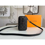 Louis Vuitton LV Unisex Double Phone Pouch Monogram Eclipse Canvas Clutch
