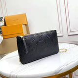 Louis Vuitton LV Unisex Double Zip Pochette Black Monogram Empreinte Embossed Supple Grained Cowhide Clutch