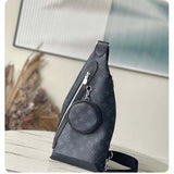 Louis Vuitton LV Unisex Duo Sling Bag Black Monogram Coated Canvas Taiga Cowhide Leather