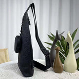 Louis Vuitton LV Unisex Duo Slingbag Black Calf Leather Removable Zipped Pouch