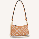 Louis Vuitton LV Women Easy Pouch On Strap Beige Monogram Supple Grained Cowhide Clutch