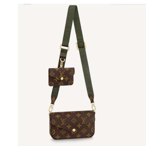 Louis Vuitton LV Unisex Félicie Strap & Go Pochette Monogram Coated Canvas-Brown Clutch