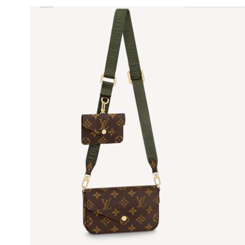 Louis Vuitton LV Unisex Félicie Strap & Go Pochette Monogram Coated Canvas-Brown Clutch