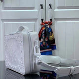 Louis Vuitton LV Unisex Handle Soft Trunk Optic White Calf Leather Handbag