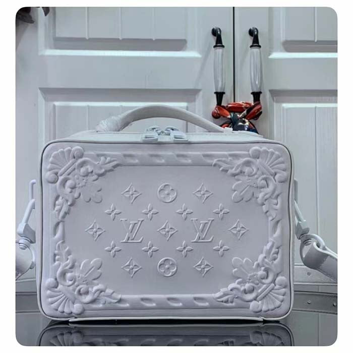 Louis Vuitton LV Unisex Handle Soft Trunk Optic White Calf Leather Handbag