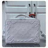 Louis Vuitton LV Unisex Handle Soft Trunk Optic White Calf Leather Handbag