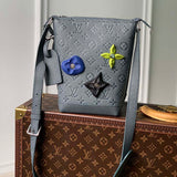 Louis Vuitton LV Unisex Hobo Cruiser PM Handbag Granite Taurillon Monogram Embossed Cowhide