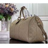 Louis Vuitton LV Unisex Keepall Bandoulière 45 Bag Tourterelle Monogram Empreinte Giant Cowhide Leather