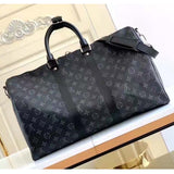Louis Vuitton LV Unisex Keepall Bandoulière 45 Travel Bag Grey Coated Canvas Cowhide
