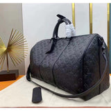 Louis Vuitton LV Unisex Keepall Bandoulière 50 Bag Black Monogram Shadow Embossed Leather