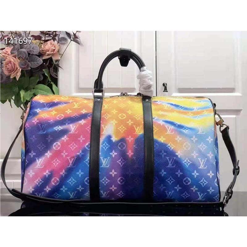Louis Vuitton LV Unisex Keepall Bandoulière 50 Monogram Sunset Coated Canvas Shoulder Bag