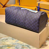 Louis Vuitton LV Unisex Keepall Bandoulière 50 Travel Bag Blue Monogram Canvas