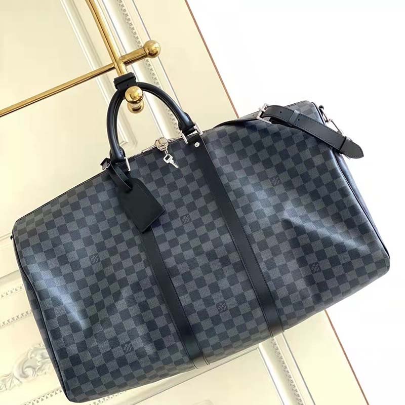 Louis Vuitton LV Unisex Keepall Bandoulière 55 Travel Bag Grey Damier Graphite Canvas