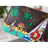Louis Vuitton LV Unisex Key Pouch Dragon Fruit Pink Monogram Coated Canvas Grained Cowhide Leather Clutch