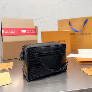 Louis Vuitton LV Unisex Mini Soft Trunk Bag Black Interior Flat External Zipped Pocket