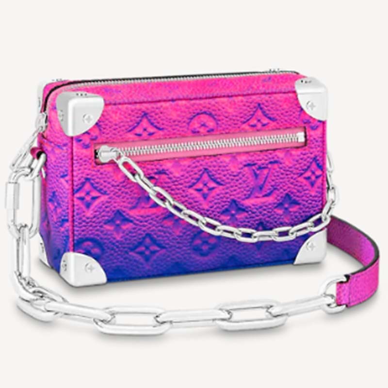 Louis Vuitton LV Unisex Mini Soft Trunk Blue Pink Taurillon Cowhide Leather Handbag