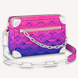 Louis Vuitton LV Unisex Mini Soft Trunk Blue Pink Taurillon Cowhide Leather Handbag