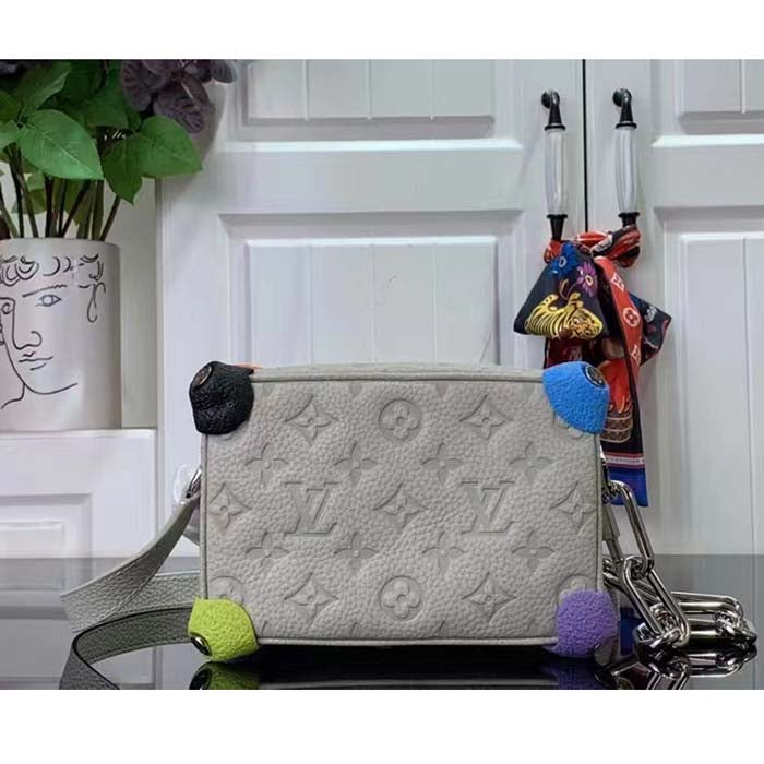 Louis Vuitton LV Unisex Mini Soft Trunk Chalk Taurillon Monogram Embossed Cowhide Leather Handbag