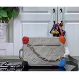Louis Vuitton LV Unisex Mini Soft Trunk Chalk Taurillon Monogram Embossed Cowhide Leather Handbag