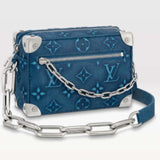 Louis Vuitton LV Unisex Mini Soft Trunk Blue Cowhide Leather Handbag