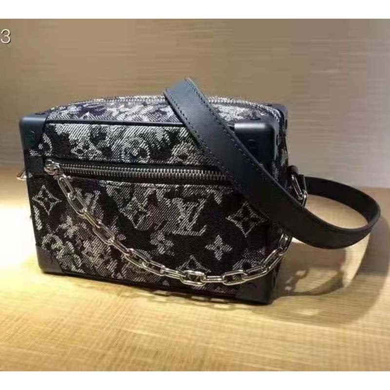 Louis Vuitton LV Unisex Mini Soft Trunk Monogram Tapestry Coated Canvas-Navy Handbag