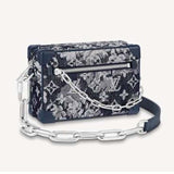 Louis Vuitton LV Unisex Mini Soft Trunk Monogram Tapestry Coated Canvas-Navy Handbag