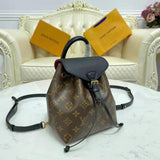 Louis Vuitton LV Unisex Montsouris BB Backpack Black Monogram Coated Canvas Cowhide Leather