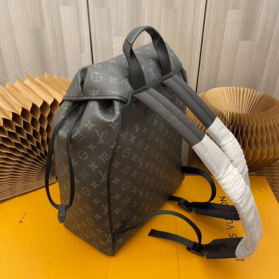 Louis Vuitton LV Unisex Montsouris Backpack Monogram Eclipse Coated Canvas Cowhide Leather