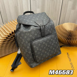 Louis Vuitton LV Unisex Montsouris Backpack Monogram Eclipse Coated Canvas Cowhide Leather