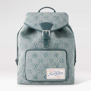 Louis Vuitton LV Unisex Montsouris Backpack Monogram Washed Coated Canvas Cowhide Leather