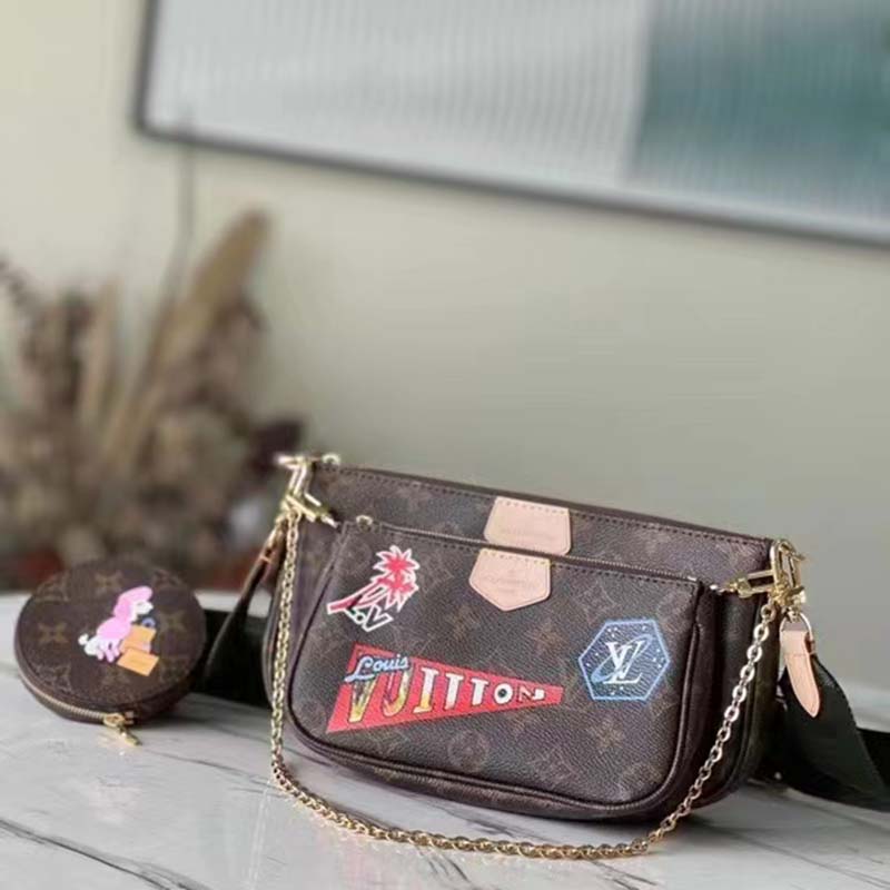 Louis Vuitton LV Unisex Multi Pochette Accessoires My LV World Tour Monogram Coated Canvas Clutch