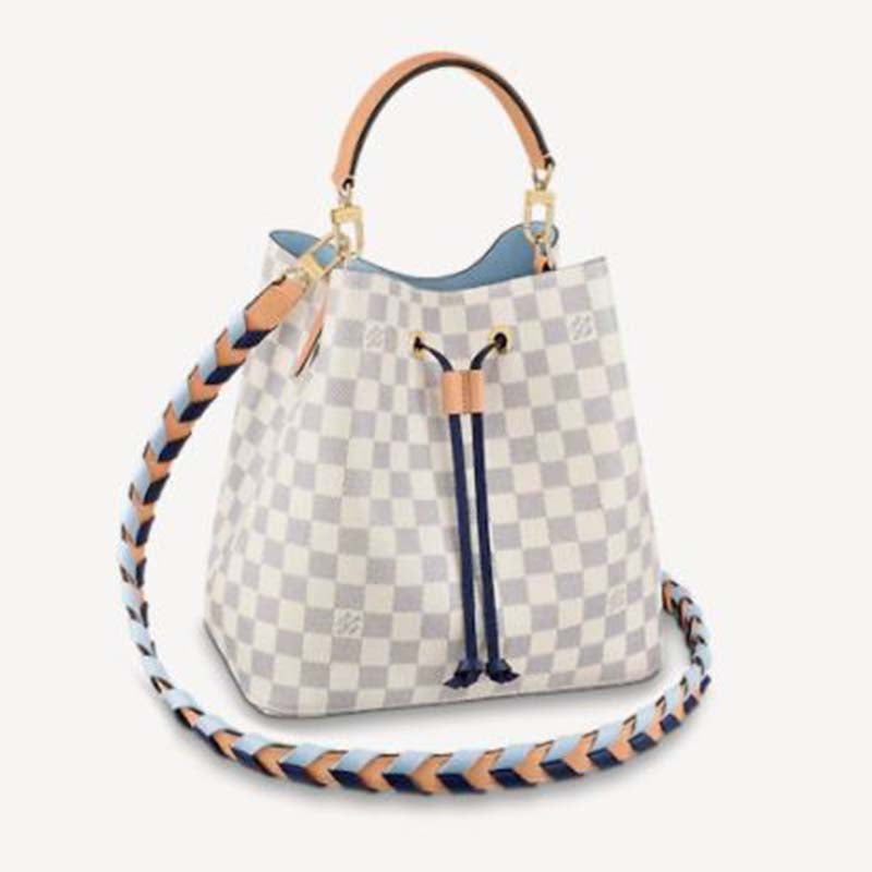 Louis Vuitton LV Unisex Néonoé MM Bucket Bag Blue Damier Azur Coated Canvas