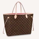 Louis Vuitton LV Unisex Neverfull GM Tote Pivoine Pink Monogram Coated Canvas Cowhide Leather