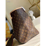 Louis Vuitton LV Unisex Neverfull GM Tote Pivoine Pink Monogram Coated Canvas Cowhide Leather