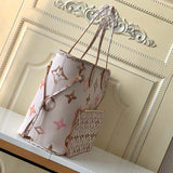 Louis Vuitton LV Unisex Neverfull MM Beige Monogram Coated Canvas Textile Lining Tote