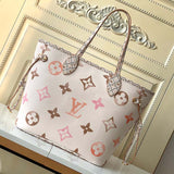 Louis Vuitton LV Unisex Neverfull MM Beige Monogram Coated Canvas Textile Lining Tote