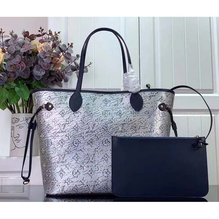 Louis Vuitton LV Unisex Neverfull MM Monogram Coated Canvas Cowhide Leather Tote
