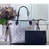 Louis Vuitton LV Unisex Neverfull MM Monogram Coated Canvas Cowhide Leather Tote