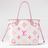 Louis Vuitton LV Unisex Neverfull MM Pink Monogram Coated Canvas Textile Lining Tote