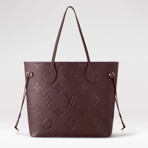 Louis Vuitton LV Unisex Neverfull MM Wine Red Monogram Empreinte Embossed Grained Cowhide Leather Tote