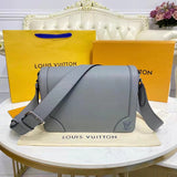 Louis Vuitton LV Unisex New Flap Messenger Grey Taiga Cowhide Leather Handbag