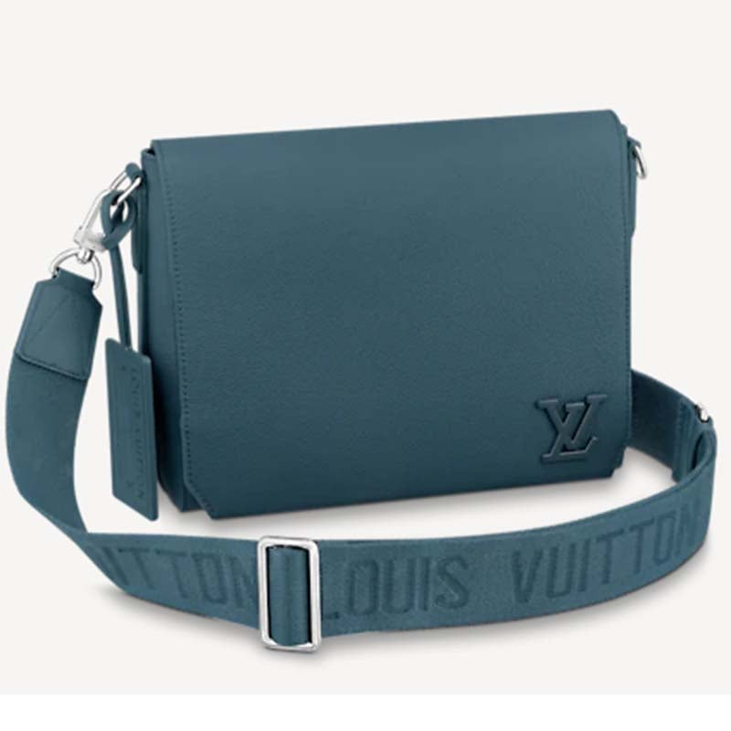 Louis Vuitton LV Unisex New Messenger Blue Aerogram Cowhide Leather Textile Lining Handbag