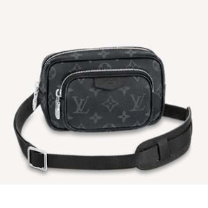Louis Vuitton LV Unisex Outdoor Pouch Taigarama Noir Black Coated Canvas Cowhide Leather Clutch