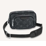 Louis Vuitton LV Unisex Outdoor Pouch Taigarama Noir Black Coated Canvas Cowhide Leather Clutch