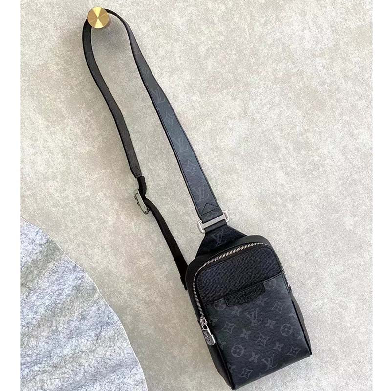 Louis Vuitton LV Unisex Outdoor Sling Bag Black Coated Canvas Cowhide Leather