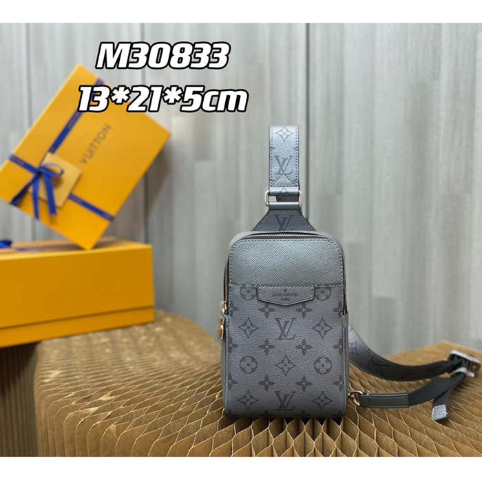 Louis Vuitton LV Unisex Outdoor Sling Bag Gunmetal Gray Monogram Coated Canvas