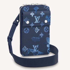 Louis Vuitton LV Unisex Phone Pouch Ink Watercolor Cowhide Leather Clutch